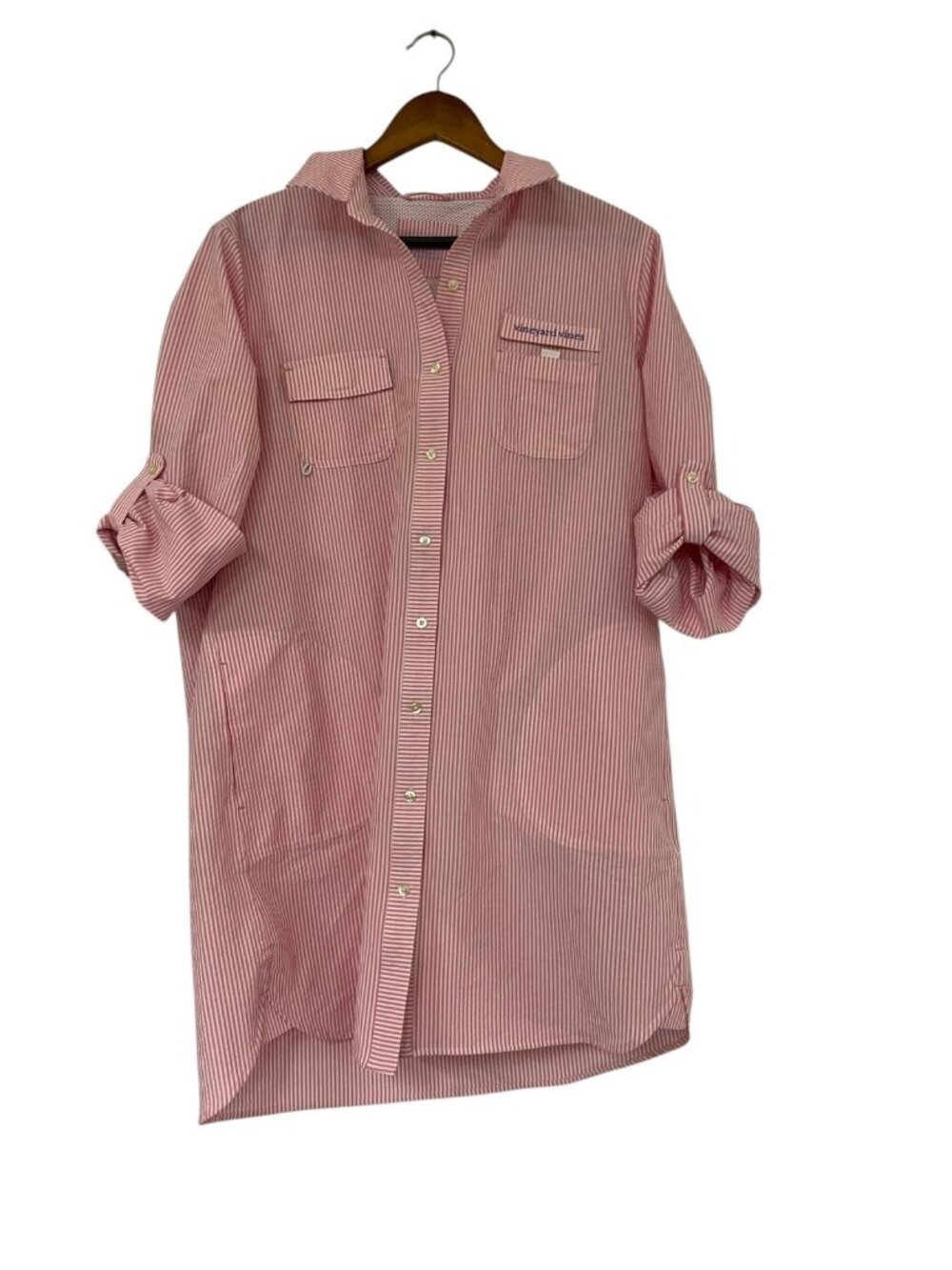 Vineyard Vines Performance Dress seersucker Sz 12 Pink White Stripe 2C001211